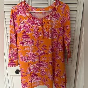 Vibrant Orange and Pink Tunic Top